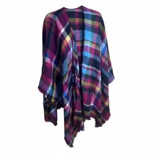 Soft Surroundings Heavenly Soft Topper Wrap Cape  One Size Multicolor Plaid